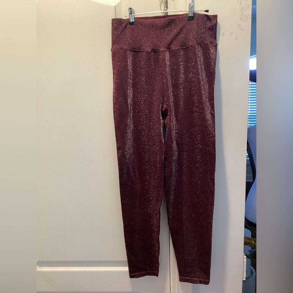 Victoria Secret PINK Sparkle Wine Red High-Waist Leggings